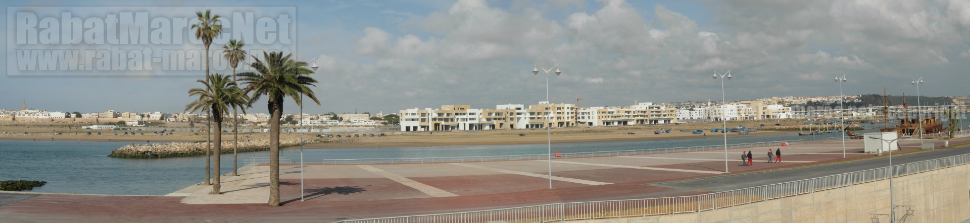 Panorama Bab Al Bahr depuis quais du port de Rabat