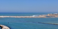 Panorama 12 Entree de l estuaire du Bouregreg avec plage de Sale Et nouveau port de peche de Sale.JPG